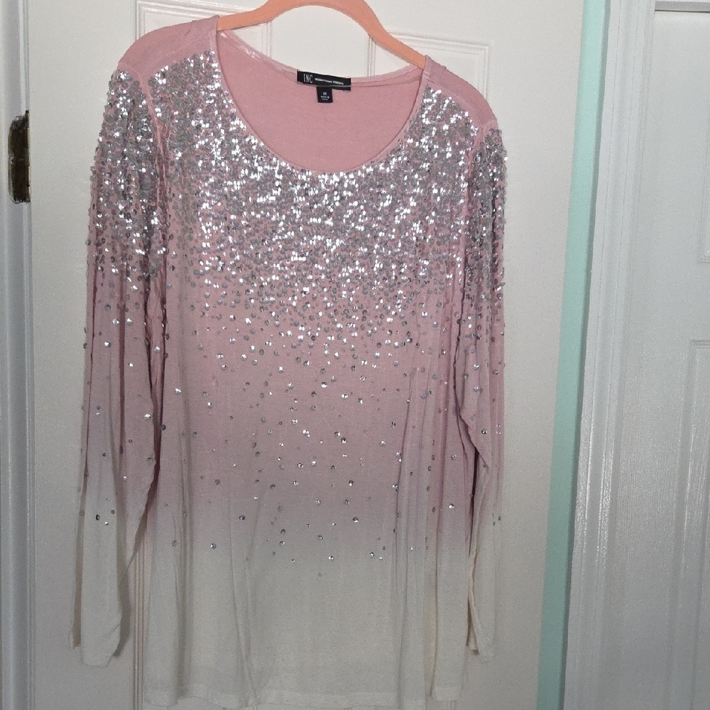 INC International Concepts Pink Sequin Top